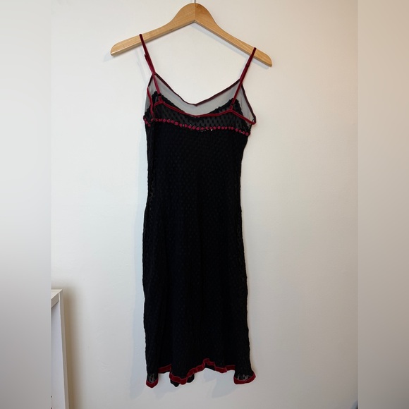 Vintage Betsey Johnson Swiss Dot Mesh Midi Dress - Picture 2 of 5